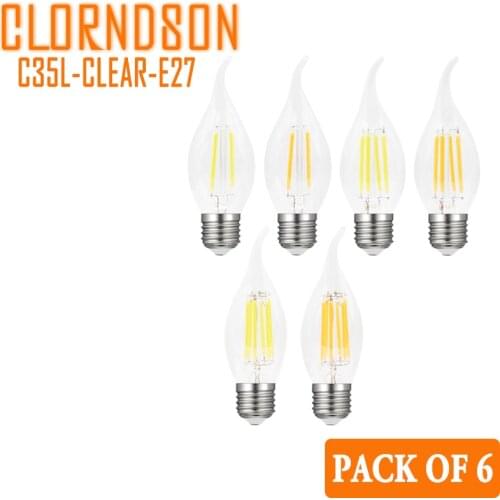 Pack of 6 Dimmable 2Watts - 8Watts Edison E26 E27 LED Bulbs Retro Candles Lamp 110V 220V Filament Bulbs Decor Incandescent