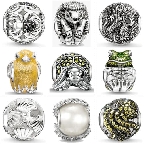 Charm Beads Frog Tortoise Octopus Dragon Starfish Pearl 925 Sterling Silver DIY Fashion Jewelry Fit Bracelets Necklace Choker