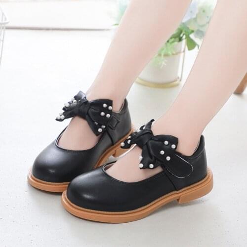 2021 Autumn New Girls Shoes Kids Black School Leather Shoes For Student Princess Dress Shoes White Black Brown 3 4 5 6 7 8 9-13T