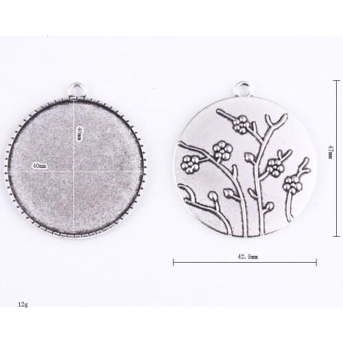 Fit 40x40mm Pendant Single Loop Titoni Antique Silver Pendants Setting CabochonCameo Base Tray Bezel Blank DIY Jewelry Finding