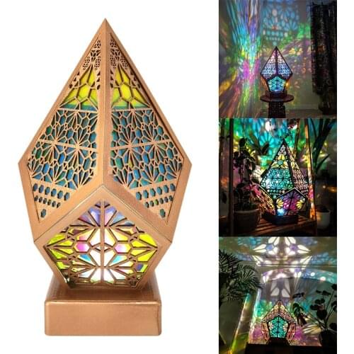 Polar Star Large Floor Lamp Wood LED Night Light Arts Crafts Colorful Diamond Bohemian Lights Decorative Table Lamps Home Decor