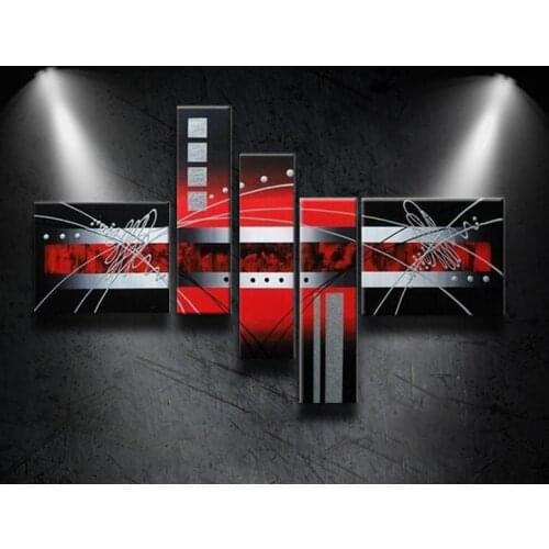 Superior quality 100%Hand-painted Modern Abstract Art Oil Painting on Canvas Line Wall For Home Decoration 5 pcs/set