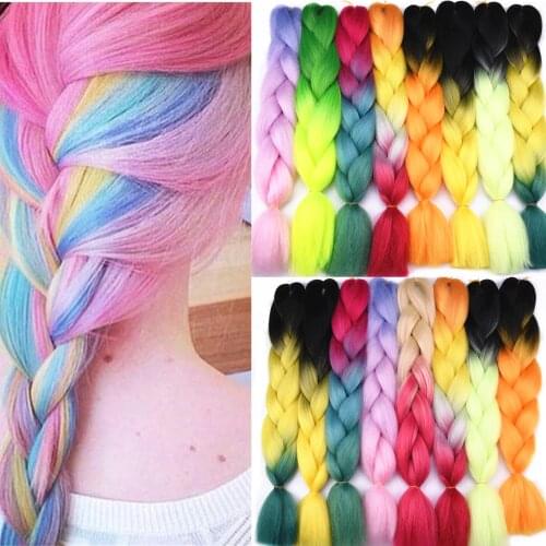 1pack 65CM Ombre hair bundles Synthetic Jumbo Braiding Hair Full Star Crochet Black Pink Blue Grey rainbow Hair Extensions