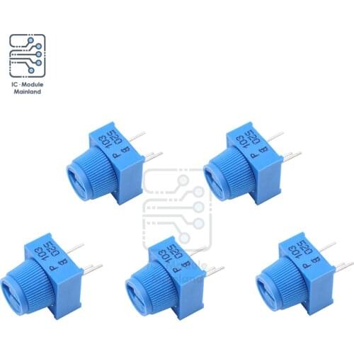 5pcs 3386P-1-103 Trimpot Potentiometer Resistor 10KΩ Ohm 10K with Knob Single Turn Breadboard Trim Potentiometer for Arduino