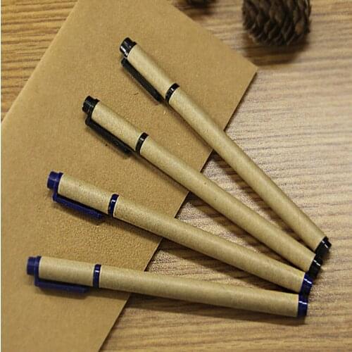 Simple Environmental Protection Business Kraft Paper Tube Gel Pen Creative Signature Pen Business Office Student Stationery