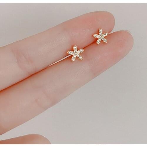 925 sterling silver earrings fashion simple flower Long strip Hollow circle stud earring wild cute sweet girl silver ear jewelry