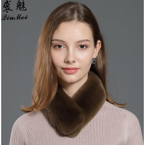 Whole-skin Rabbit Fur scarf Ring Real Fur Snood Femme Portable Casual Scarves New Cute Natural Fur Neckerchief Scarf Women