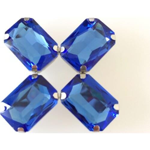 Light blue Rectangular shape High-quality crystal glass sew on rhinestones,Silver bottom loose rhinestone