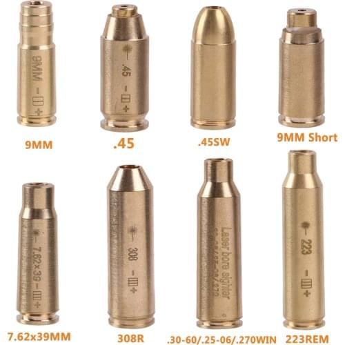 Tactical Red Dot Laser Sighter Brass Copper Boresight CAL 9MM 7.62x39MM .308 .223 .40 .45 Cartridge Sighter For Scope Hunting