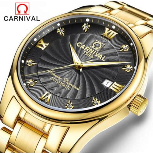 Top Brand Automatic mechanical Mens Watches Date Analog Display business clock Luxury Gold watch waterproof relogio masculino