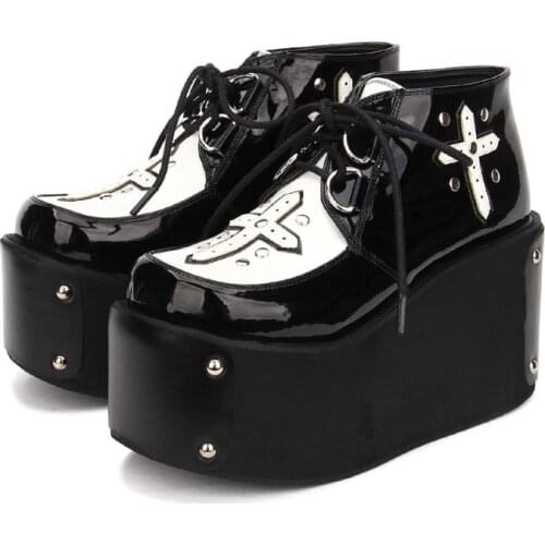 Angelic imprint woman mori girl lolita cosplay punk shoes lady high wedges heels pumps women princess dress party shoes 10cm