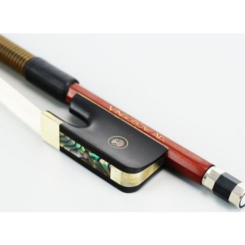 VingoBow 4/4 Szie French Double Bass Bow Natural Horsehair Brazilwood Ebony Frog Nickel Silver Part 310BF 72.5cm Warm Tone