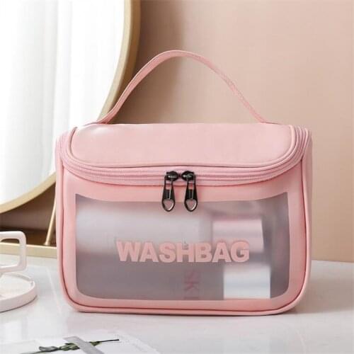 Large Capacity Transparent Cosmetic Bag Women Travel Storage Bags Toiletry Organize Waterproof PVC Makeup Bag Female Wash Bag