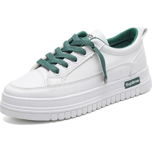 Women Sneakers 2020 Fashion Breathable Vulcanized Shoes Women Pu leather Platform Shoes Women Lace up Casual Shoes White NVX176