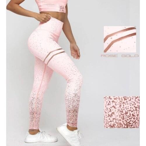 2020 Women Sequined High Waist Yoga Fitness Leggings Glitter Running Gym Stretchy Sport Pants Trousers For Women Free Shipping
