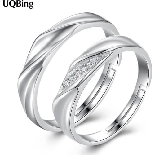 Fashion Locers Couple Cubic Zirconia Band Rings For Women Pure 925 Sterling Silver Ring Real Silver Jewelry