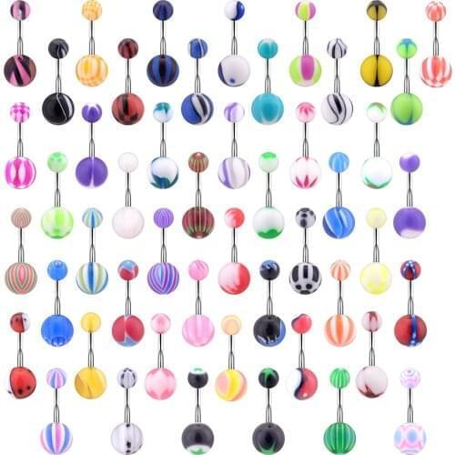 Navel Stud Stainless Steel Acrylic Mixed Color Body Jewelry for Women Suit Belly Button Fashion Sexy Helix Navel Piercing