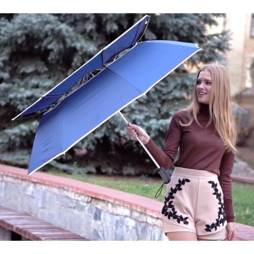 6pcs/lot)112cm visible double layer two fold auto open golf umbrellas 70T steel shaft,double bridge fiberglass outdoor parasol