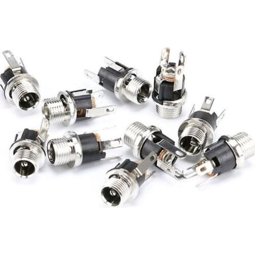 100PCS DC025M 5.5*2.1/2.5mm DC Socket With Nut 5.5x2.1/5.5x2.5 mm DC Power Jack Socket Female Panel Mount Connector
