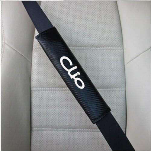 2pcs PU material carbon fiber texture Fashion Car Seat Belt Cover Car Seat belt shoulder Pads for Renault CLIO