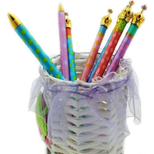 30Pcs/lot Kawaii Colorful Princess Crown Imitation Pearls Metal Mechanical Pencils Kids Party Favors For Student