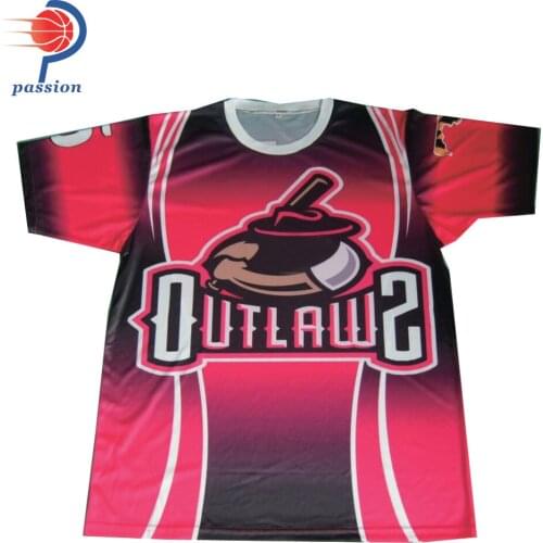 #5 Neon Pink Fading Colors Girls Team Softball Shirts With Team Front Logos