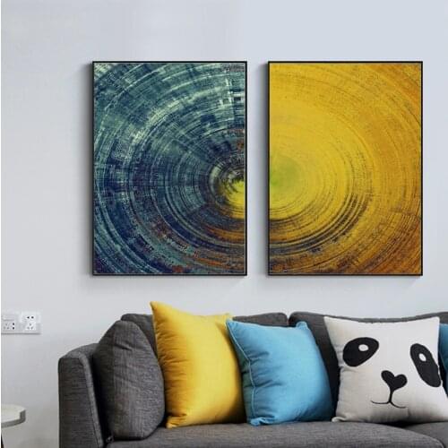 Abstract Golden Blue Tree Pattern Poster Prints Wall Art Canvas Paintings Modern Picture Home Living Room Decoration