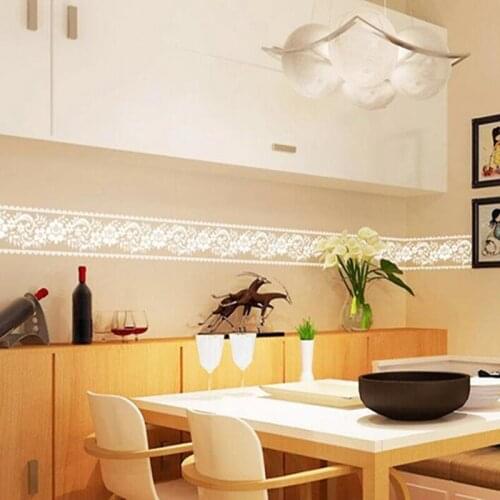 White Lace Transparent Wall Stickers Detachable Wallpaper Border Shop Display Window Sticker Bathroom Mirror Decorative