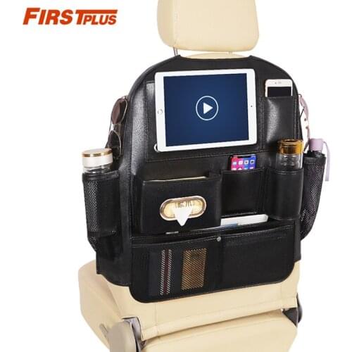PU Leather Car Back Seat Hanging Bag Driver Side Pockets For iPad Drink Mobile Snacks Tissue Toys Book Glasses Phone Holder
