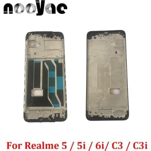 Black Front Housing Frame For Realme 5 5i 5s C3 C3i 6 6i RMX2002 LCD Display Frame Bezel Middle Bone Speaker Mesh