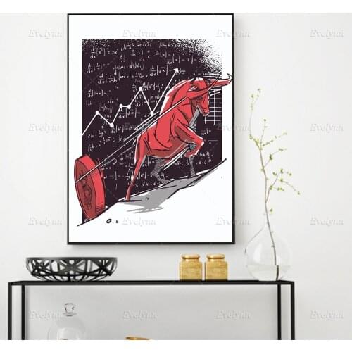 Bull Market Bitcoin Chart Quotes Inspirational Posters And Print Modern Office Home Decor Stock Trading Wall Art Canvas Painting