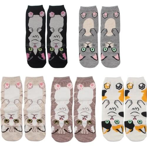 K2382 1 Pair Colorful Cute Soft Novelty Women Socks Cartoon Kawaii Funny Cat Sock Girls Gift