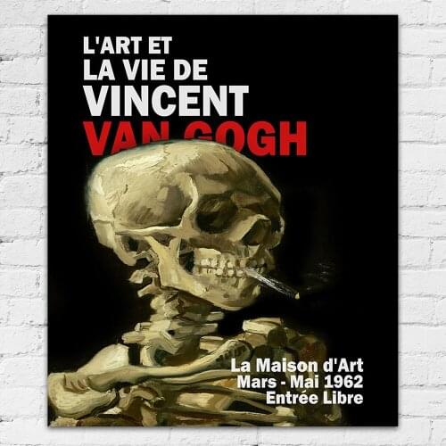 Vincent Van Gogh France Exhibition Poster Skull Poster Wall Art Canvas Painting Prints Nordic Living Room Home Decoration