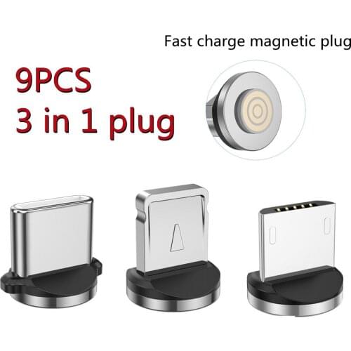 9PCS 3.0A Magnetische Kabel Plug Type C Micro Usb C Stekkers Snelle Oplaadkabel Adapter Telefoon Type-C Magneet Charger Plug