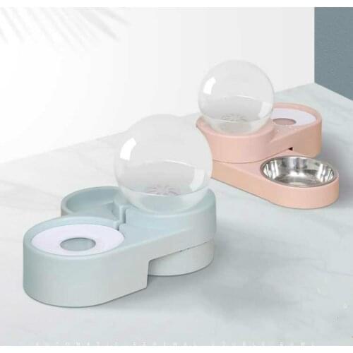 Cat bowl double bowl cat food bowl cat automatic water dispenser dog bowl drinking and feeding one neck pet bowl