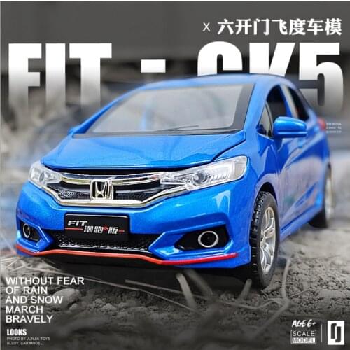 1: 32 Honda Fit Simulation Alloy Car Model Six Door Sound and Light Childrens Toy Car Model Boys Birthday New Year Gift Blue
