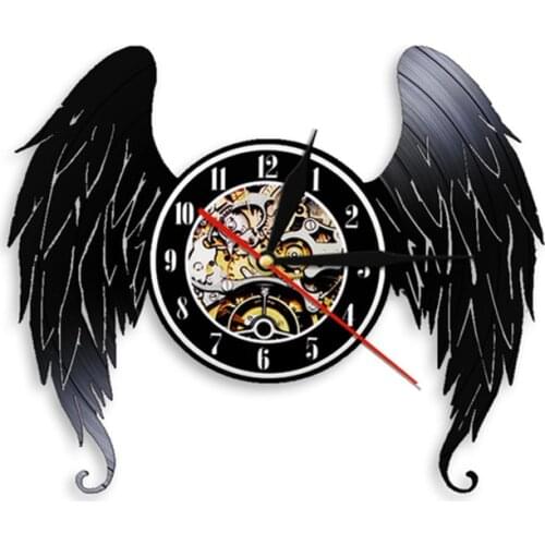Angels Vinyl Record Wall Clock Elegant Angel Wings Home Art Decor Wall Clock Guardian Angel Baby Room Nursery Silent Wall Watch