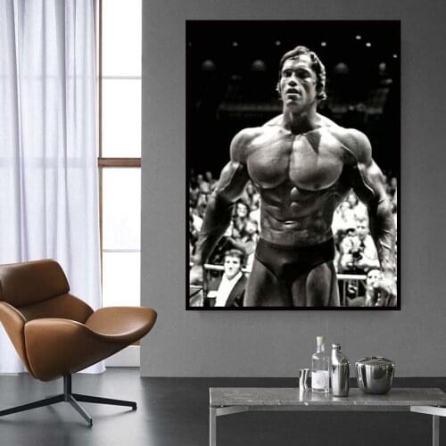 Arnold Schwarzenegger Bodybuilding Black White Poster Inspirational Fitness Print Canvas Painting Home Gym Room Wall Art Decor