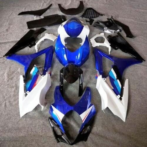 Bodywork fairings for Suzuki white GSXR1000 GSX-R1000 2007 2008 K7 GSXR 1000 07 08 blue/ black fairing