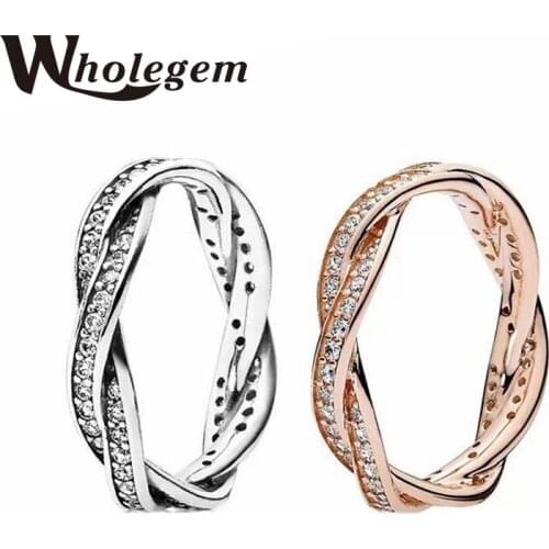 WHOLEGEM 2020 New Fashion Ladies Weave Pavé Twisted Delicate Wavy S-shaped Zircon Classical Wedding Engagement Jewelry Gift