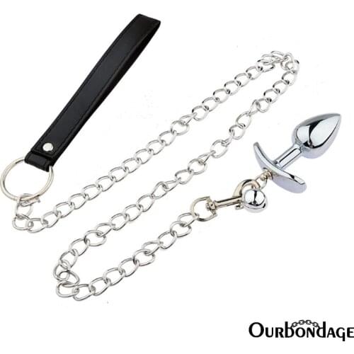 Ourbondage 3 Size Alloy Anal Plug Bell Ball Plus Chain Leash Butt Plug Stimulation Prostate Massage Adult Sex Party Toys Fetish