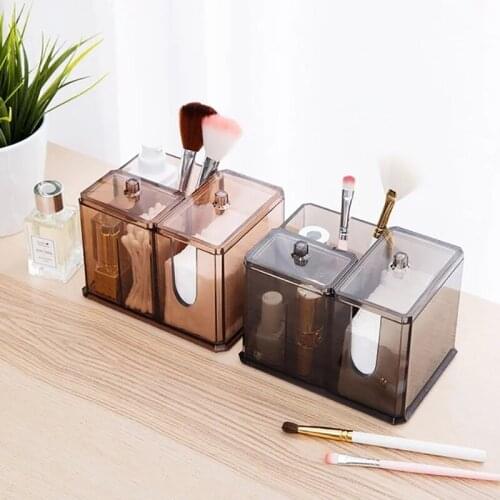 Transparent Cotton Swab Storage Box Makeup Organizer Storage Box Cotton Swab Cosmetic Box Bathroom Bedroom Storage
