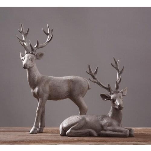 Retro resin elk American village style home furnishing dcor craft Nordic vintage hand made Bionic deer luxury home ornament