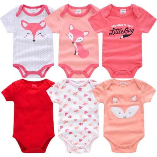 Roupas Bebe De 6pcs Newborn Baby Girl Clothes Unisex Cotton Baby Boys Clothes Cartoon Fox Baby Clothing Jumpsuits Bodysuits