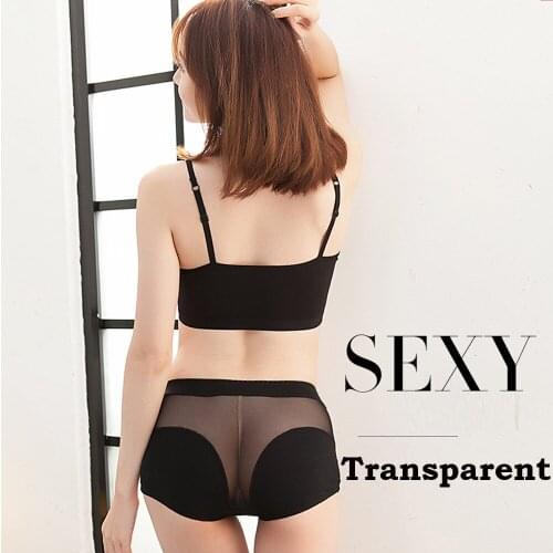 Sexy Transparent Ladies Underwear Cotton High Waist Lace Sexy Hollow Temptation Female Briefs Large Size Cotton Underwear Women