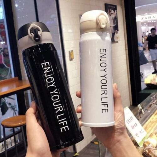Bounce Cover Letter 304 Stainless Steel Thermos Cup Male Simple Creative Female Students Small Fresh Water Cup