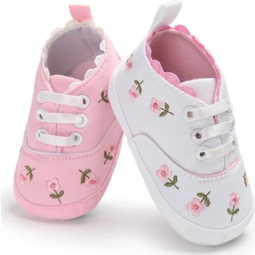 Baby Girl Shoes White Lace Floral Embroidered Soft Shoes Prewalker Walking Toddler Kids Shoes First Walker
