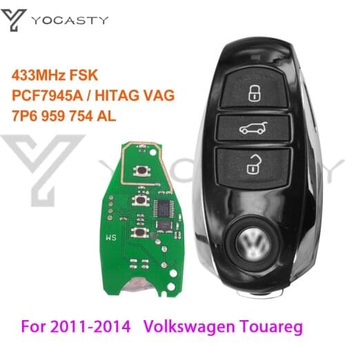 YOCASTY Smart Key fob For Volkswagen Touareg 2011 2012 2013 2014 with PCF7945 Chip with emergency key 7P6959754AL 7P6959754AP