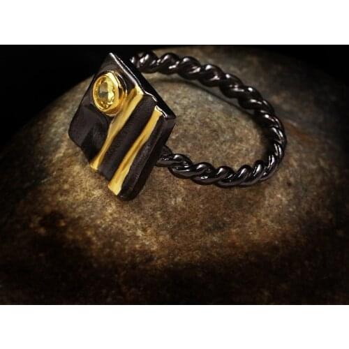 Vintage 925 Sterling Silver Over Black Gold Antique Freshwater Pearls Rings for Women Tungsten Zircon Stone Wedding Rings