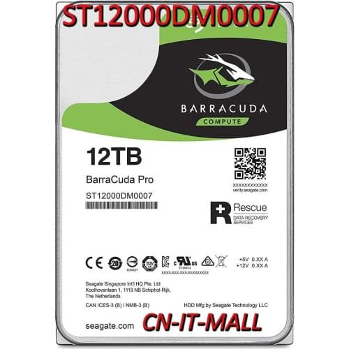 Seagate BarraCuda Pro ST12000DM0007 12TB 7200 RPM 256MB Cache SATA 6.0Gb/s 3.5" Internal Hard Drive